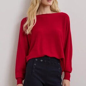 Share Lauren Ralph Lauren Women's Sweater L Red Dolman-Sleeve Gold Button LRL Cu